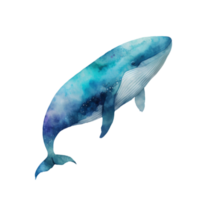 Ai Generate beautiful whale in ocean sea watercolor painting png