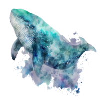 Ai Generate beautiful whale in ocean sea watercolor painting png