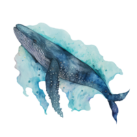 Ai Generate beautiful whale in ocean sea watercolor painting png