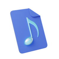 3d Music file icon. Document song with note melody floating isolated on transparent. File icon on computer, web browser, smartphone. Cartoon icon minimal smooth. 3d rendering. png