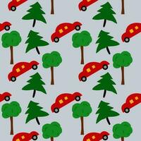 car pattern with tree vector