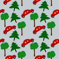 car pattern with tree vector