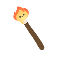 Hand-drawn Cute line torch, fire, campfire, object, Camping character design in doodle style png