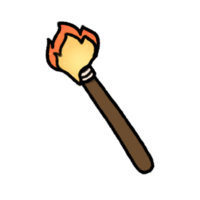 Hand-drawn Cute line torch, fire, campfire, object, Camping character design in doodle style png