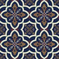 Ethnic geometric floral tile pattern. Ethnic geometric floral shape seamless pattern Arabic style. Mediterranean pattern use for fabric, textile, home decoration elements, upholstery, wrapping. vector