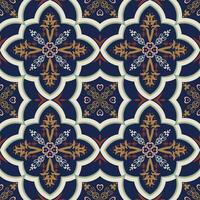 Ethnic geometric floral tile pattern. Ethnic geometric floral shape seamless pattern Arabic style. Mediterranean pattern use for fabric, textile, home decoration elements, upholstery, wrapping. vector