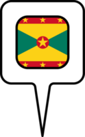 Grenada Flagge Karte Zeiger Symbol, Platz Design. png