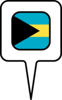 Bahamas drapeau carte aiguille icône, carré conception. png