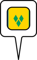 Saint Vincent and the Grenadines flag Map pointer icon, square design. png