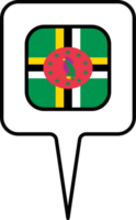 Dominica flag Map pointer icon, square design. png