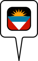 antigua en Barbuda vlag kaart wijzer icoon, plein ontwerp. png