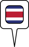 Costa Rica Flagge Karte Zeiger Symbol, Platz Design. png