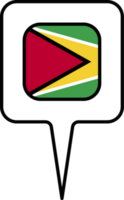 Guyane drapeau carte aiguille icône, carré conception. png