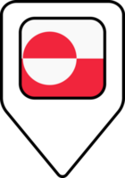 Greenland flag map pin navigation icon, square design. png