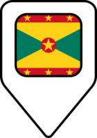 Grenada flag map pin navigation icon, square design. png