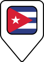 Cuba flag map pin navigation icon, square design. png