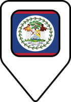 Belize flag map pin navigation icon, square design. png