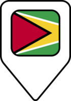 Guyana flag map pin navigation icon, square design. png