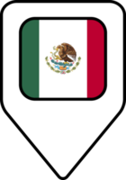 Mexico flag map pin navigation icon, square design. png