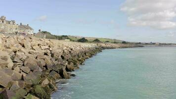 Sea Defence Walls Protecting the Land Along A Coastline video
