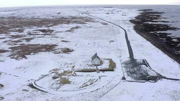 Secluded Church in Snowy Iceland on the Coast video
