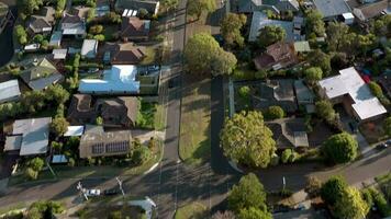 huizen in buitenwijk Australië antenne visie van typisch straten en buurt video