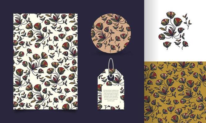 Seamless Floral Pattern with Vintage Cartoon Style. Flower Motif. Suitable for Wallpaper, Wrapping Paper, Background, Fabric, Textile, Poster, Apparel, Tag, and Card Design