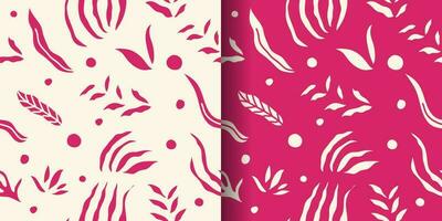 Abstract Seamless Floral Pattern with Two Color Variations. Collage Contemporary Print. Flowers Motif for Fashion, Wallpaper, Wrapping Paper, Background, Fabric, Textile, Apparel, and Card Design vector