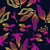 Exotic Seamless Floral Pattern with Colorful Gradient Style. Flower Motif. Suitable for Wallpaper, Wrapping Paper, Background, Fabric, Textile, Apparel, and Card Design vector