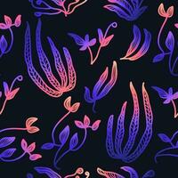 Exotic Seamless Floral Pattern with Colorful Gradient Style. Hand Drawn Flowers Background. Floral Motif for Fashion, Wallpaper, Wrapping Paper, Background, Fabric, Textile, Apparel, and Card Design vector