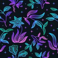 Exotic Seamless Floral Pattern with Colorful Gradient Style. Hand Drawn Flowers Background. Floral Motif for Fashion, Wallpaper, Wrapping Paper, Background, Fabric, Textile, Apparel, and Card Design vector