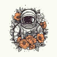 Explore the galaxy with this hand-drawn astronaut logo. A bold and unique design perfect for your space-themed brand vector