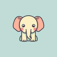 A cute and kawaii elephant with big, round eyes and a playful expression, perfect for kids' designs and fun projects vector