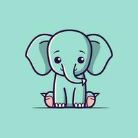 A cute and kawaii elephant with big, round eyes and a playful expression, perfect for kids' designs and fun projects vector