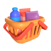 Shopping Basket Full 3D Illustration Icon png
