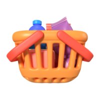 compras cesta lleno 3d ilustración icono png