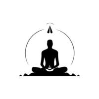 encontrar tu interior paz con nuestra calmante meditación logo diseño. esta elegante ilustración es Perfecto para bienestar y atención plena marcas vector