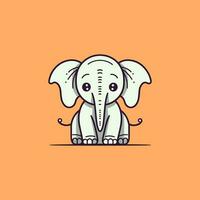 A cute and kawaii elephant with big, round eyes and a playful expression, perfect for kids' designs and fun projects vector