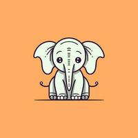 A cute and kawaii elephant with big, round eyes and a playful expression, perfect for kids' designs and fun projects vector