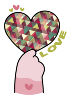 Cute Cat's Paw Holding a Colorful Heart png