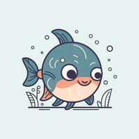 linda kawaii pescado ilustración es adorable y vibrante, Perfecto para diseños ese son juguetón y animado vector