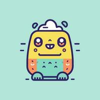 un linda y vistoso kawaii monstruo ilustración, Perfecto para para niños libros, pegatinas, y mercancías diseño vector