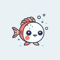 Cute kawaii fish illustration vector