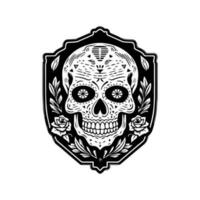 This intricate Mexican skull emblem logo illustration is perfect for a tattoo or sticker design vector