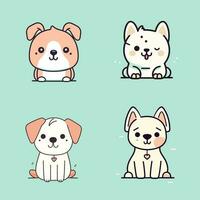Dog collection set cute cartoon puppy animals pets illustration vector