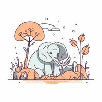 A cute and kawaii elephant with big, round eyes and a playful expression, perfect for kids' designs and fun projects vector