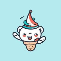 reunirse nuestra adorable hielo crema mascota. con sus linda y juguetón diseño, es Por supuesto a traer un sonrisa a tu cara y un ansia para dulces vector