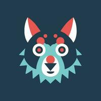 Cute wolf head flat design logo illustration vector