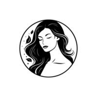 femenino logo diseño dibujado a mano negro y blanco ilustración vector