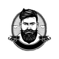 Barbershop logo featuring a classic barber's pole and traditional scissors, perfect for a vintage-inspired look vector